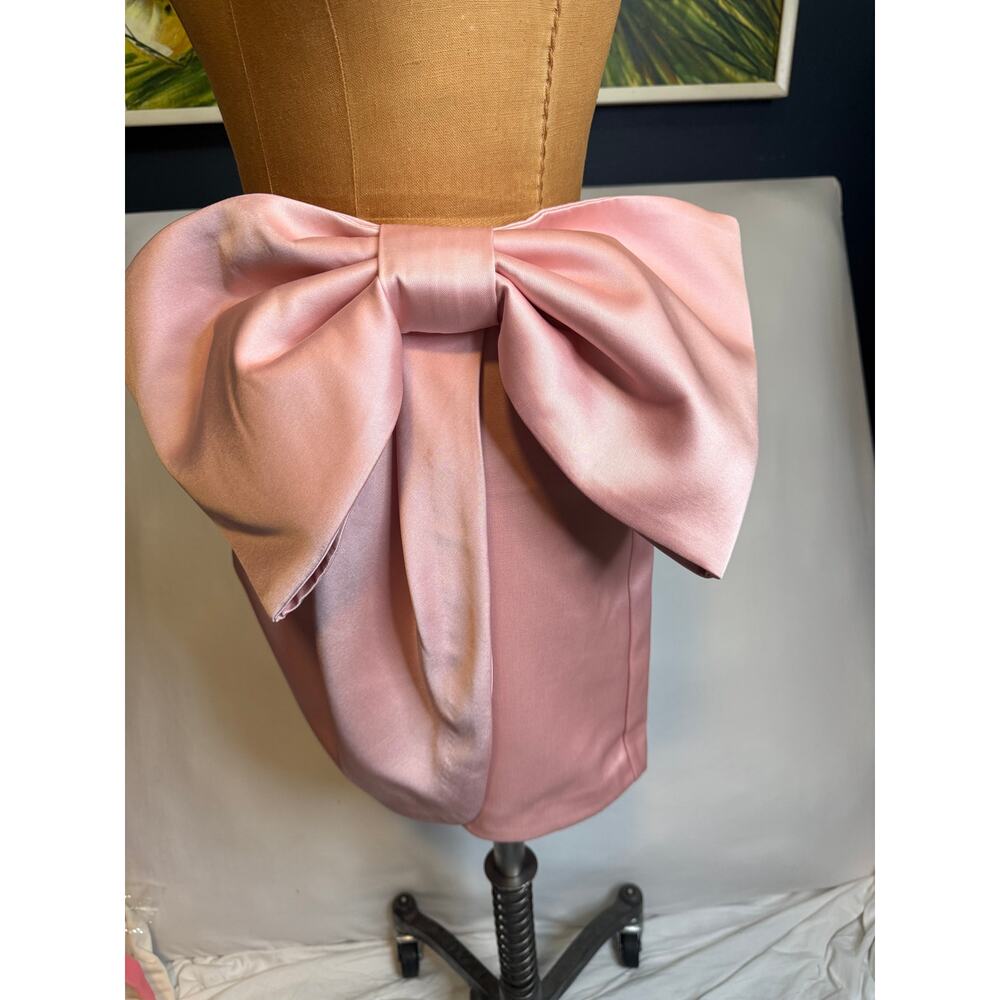 H&M Bow-Detail Satin Mini Skirt Light Pink Blush Size 4 NWT High Waist
